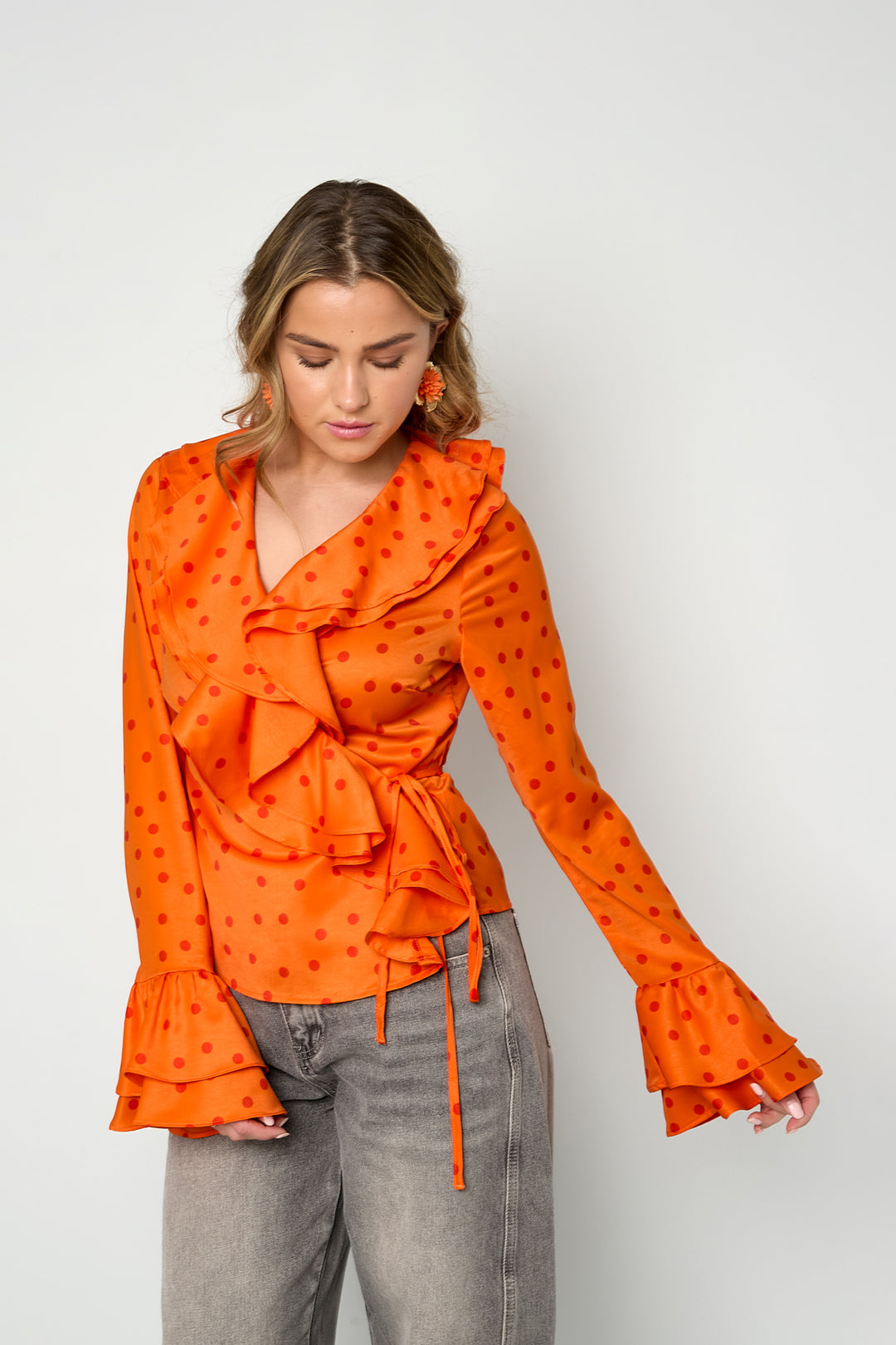 Ruffle Blouse Polka Dot