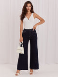 Navy High-Waisted Wide-Leg Jeans