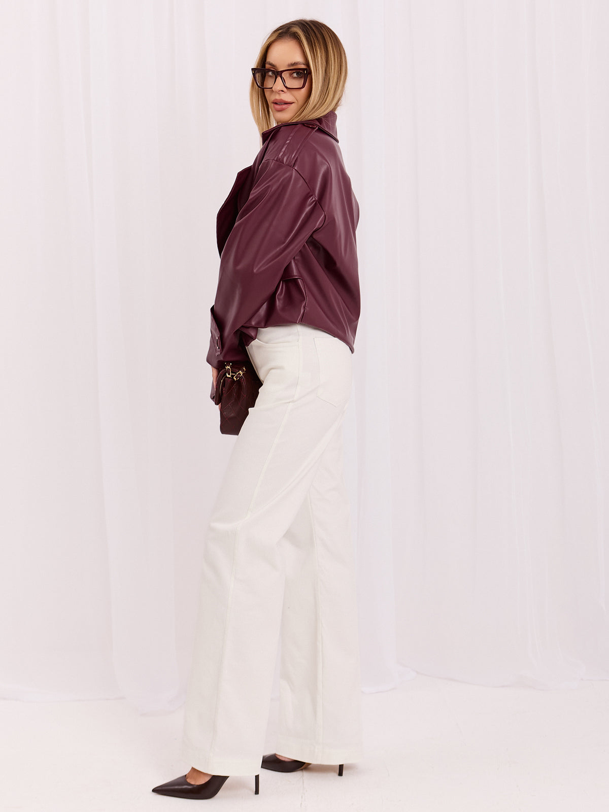 White Wide-Leg Denim Trousers
