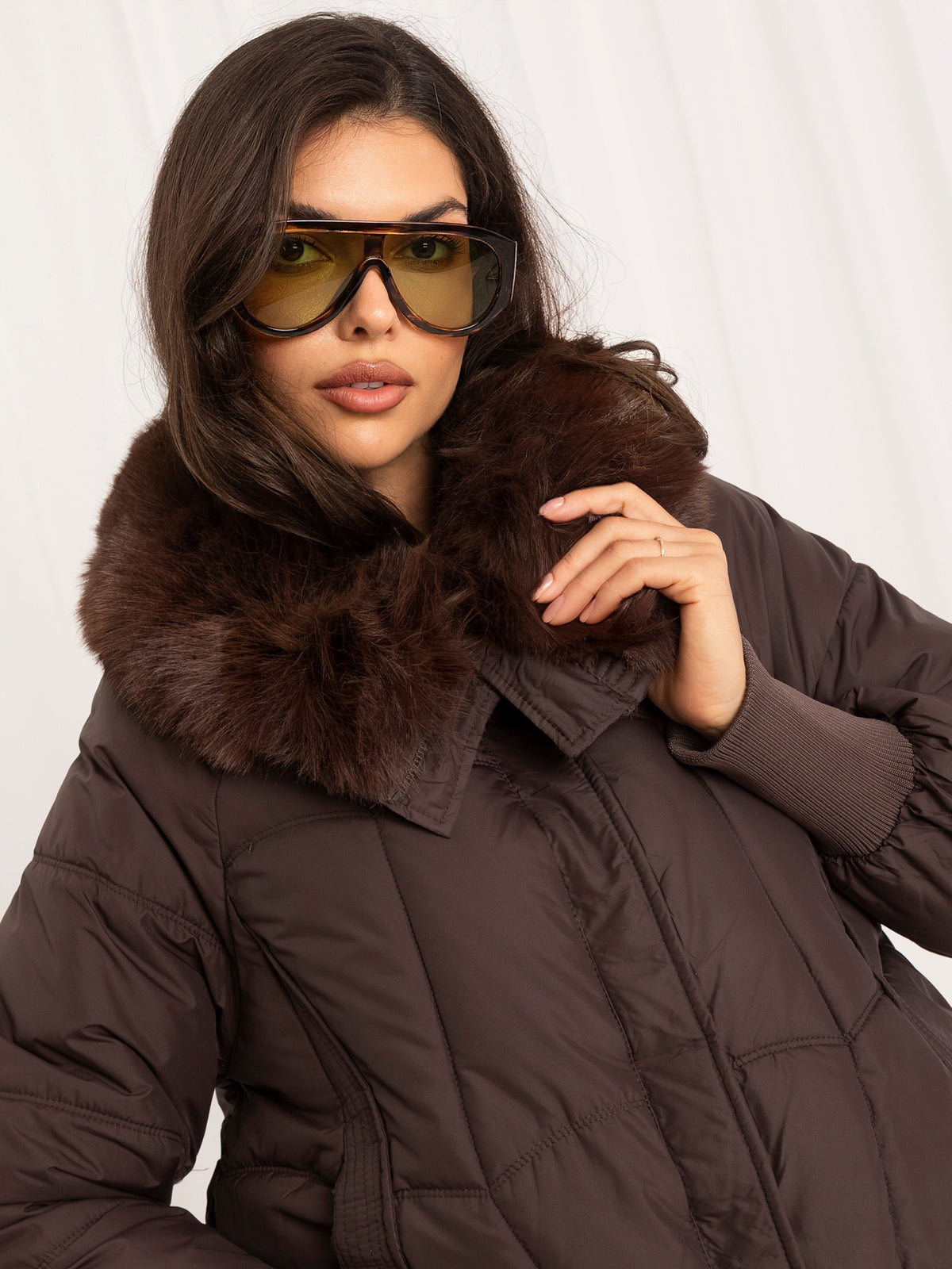 Brown Quilted Puffer Jacket