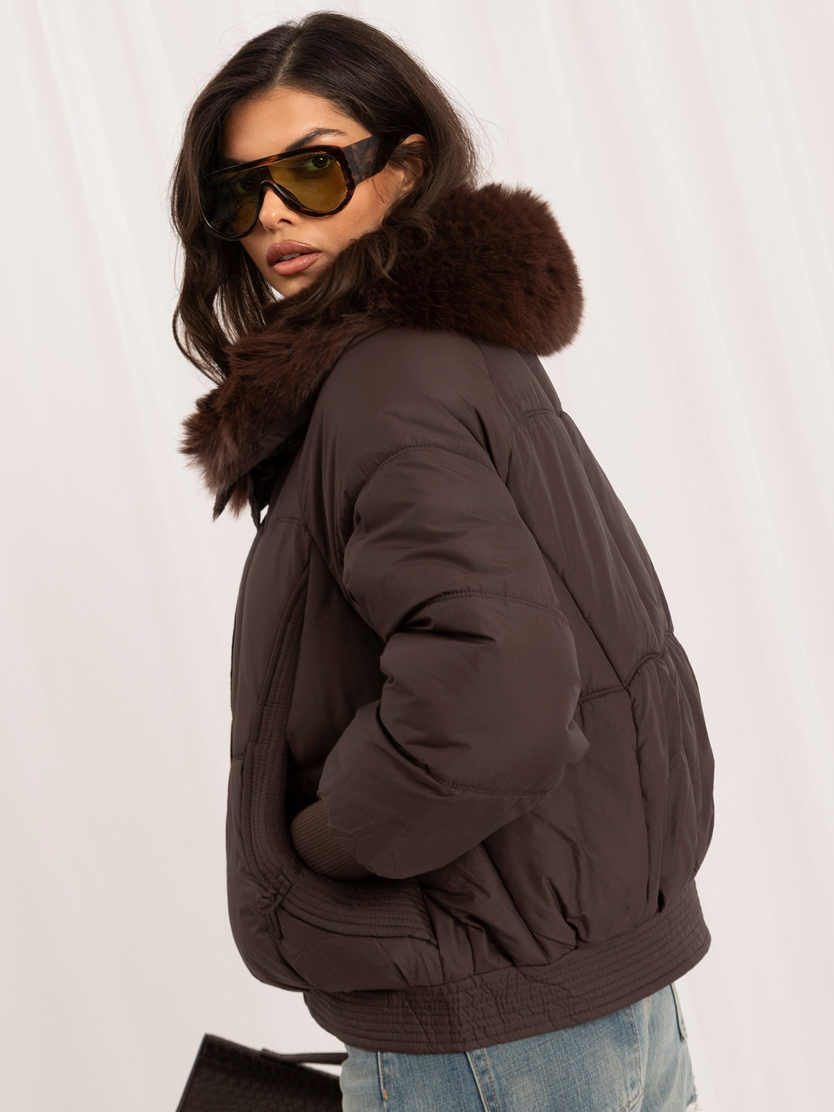 Brown Quilted Puffer Jacket