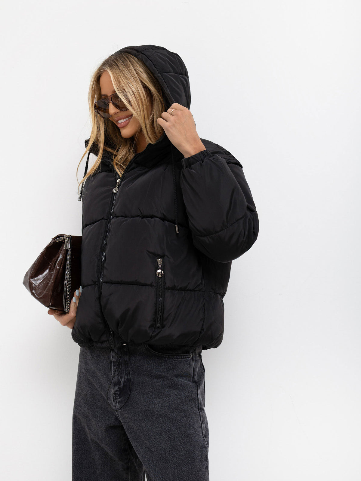 Black Quilted 2-in-1 Winter Jacket